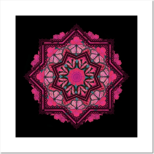 pink butterflies mandala Wall Art by burenkaUA